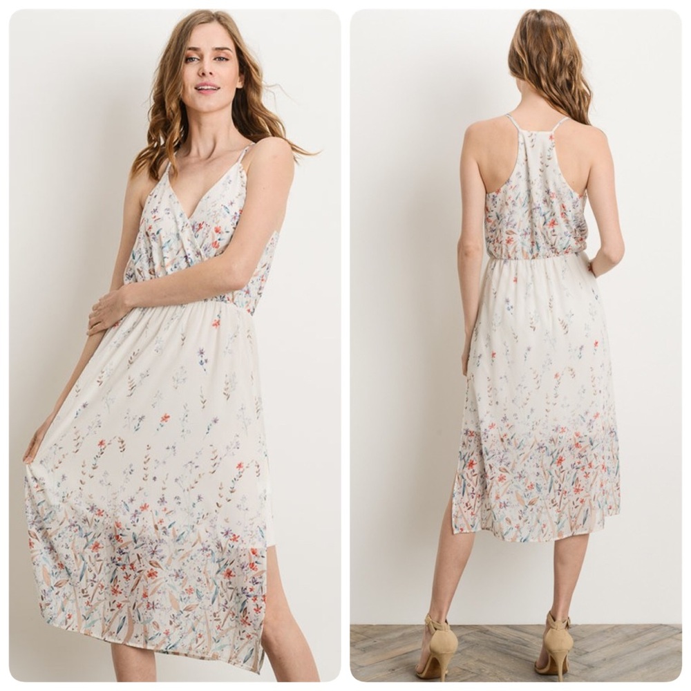 Ivory Floral Midi Dress